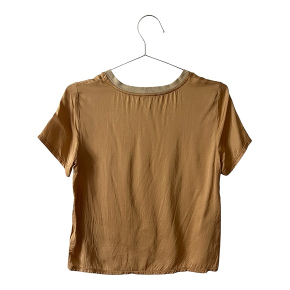 Nation LTD Marie Satin Steen Top XS Boxy Tee Shirt Almond Gold Like New - Picture 6 of 8